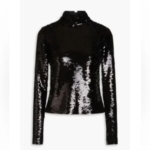 Frame Denim Black Sequin Long Sleeve Top
